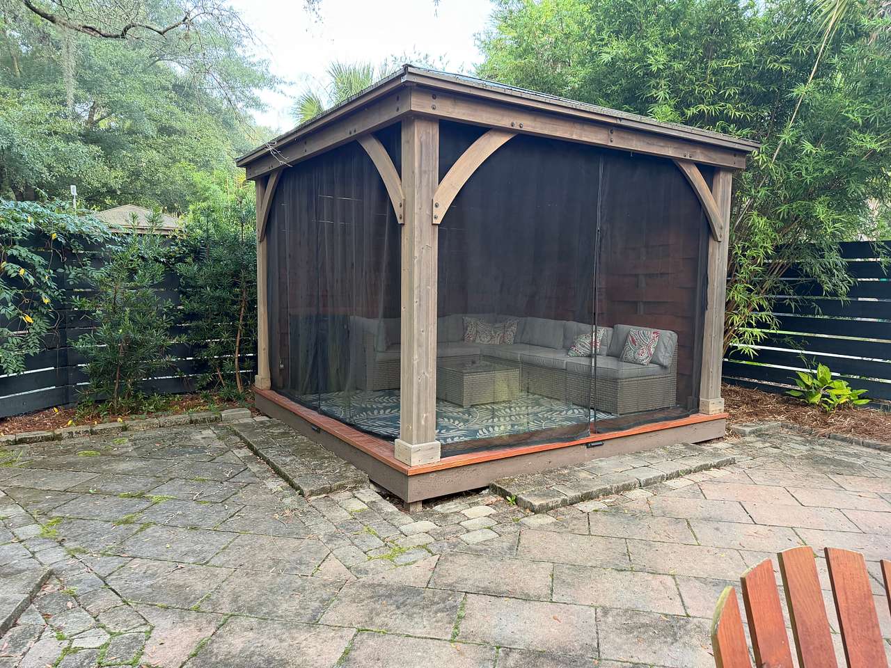 Gazebo with Roku streaming tv and internet