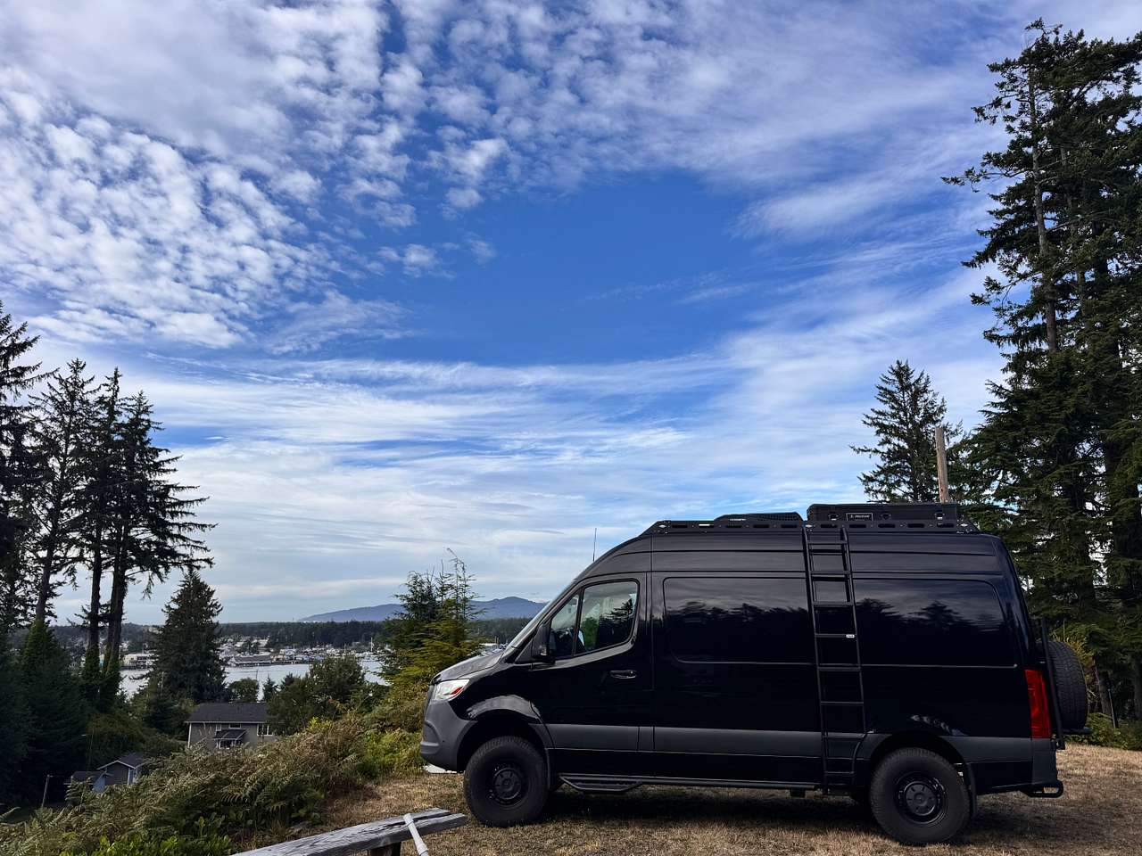 Site with camper van. Great views right from your window.