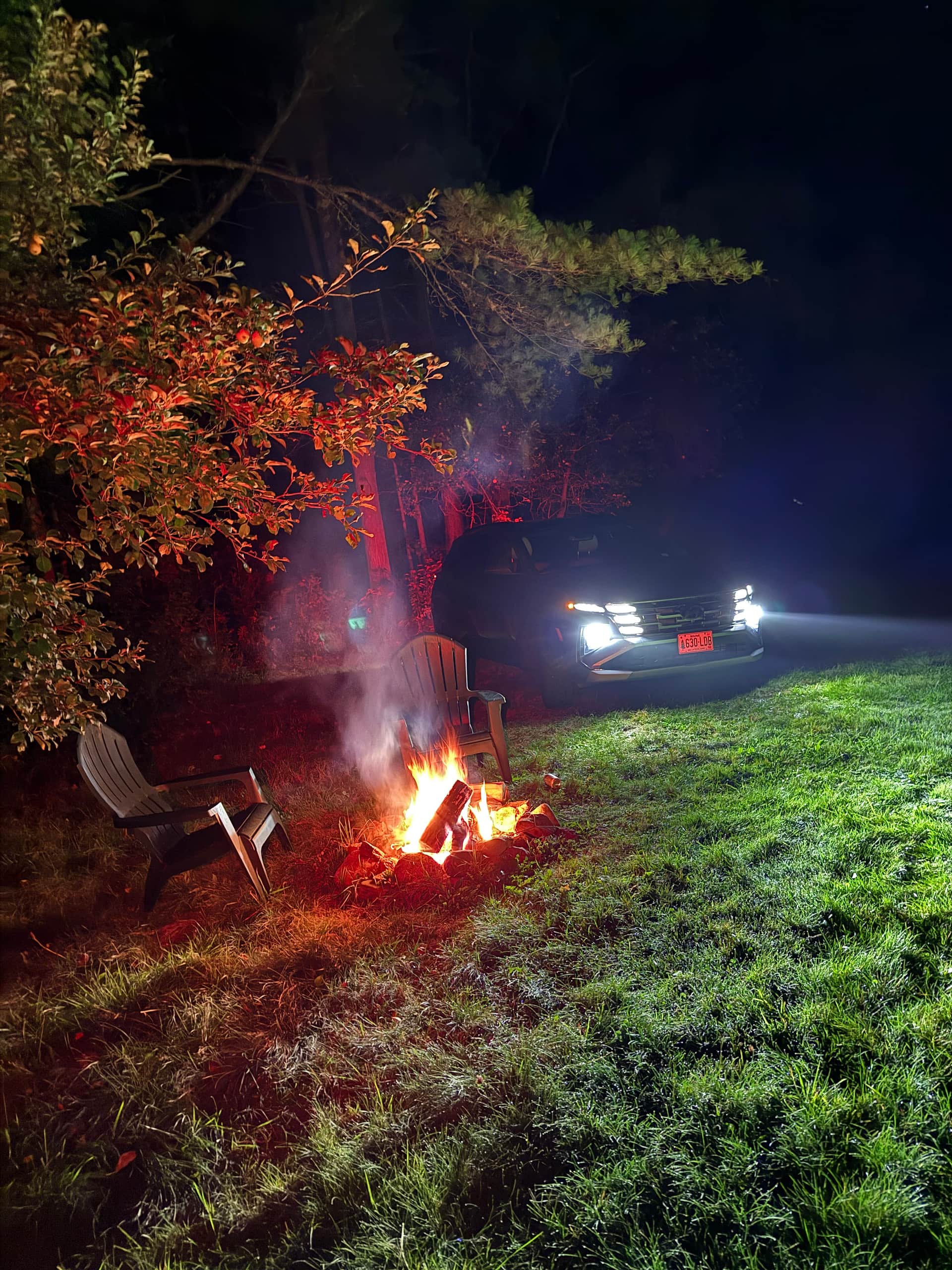 Private field and woods camping