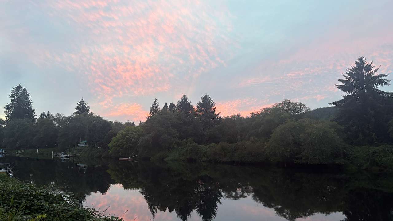 View of the river at sunset 