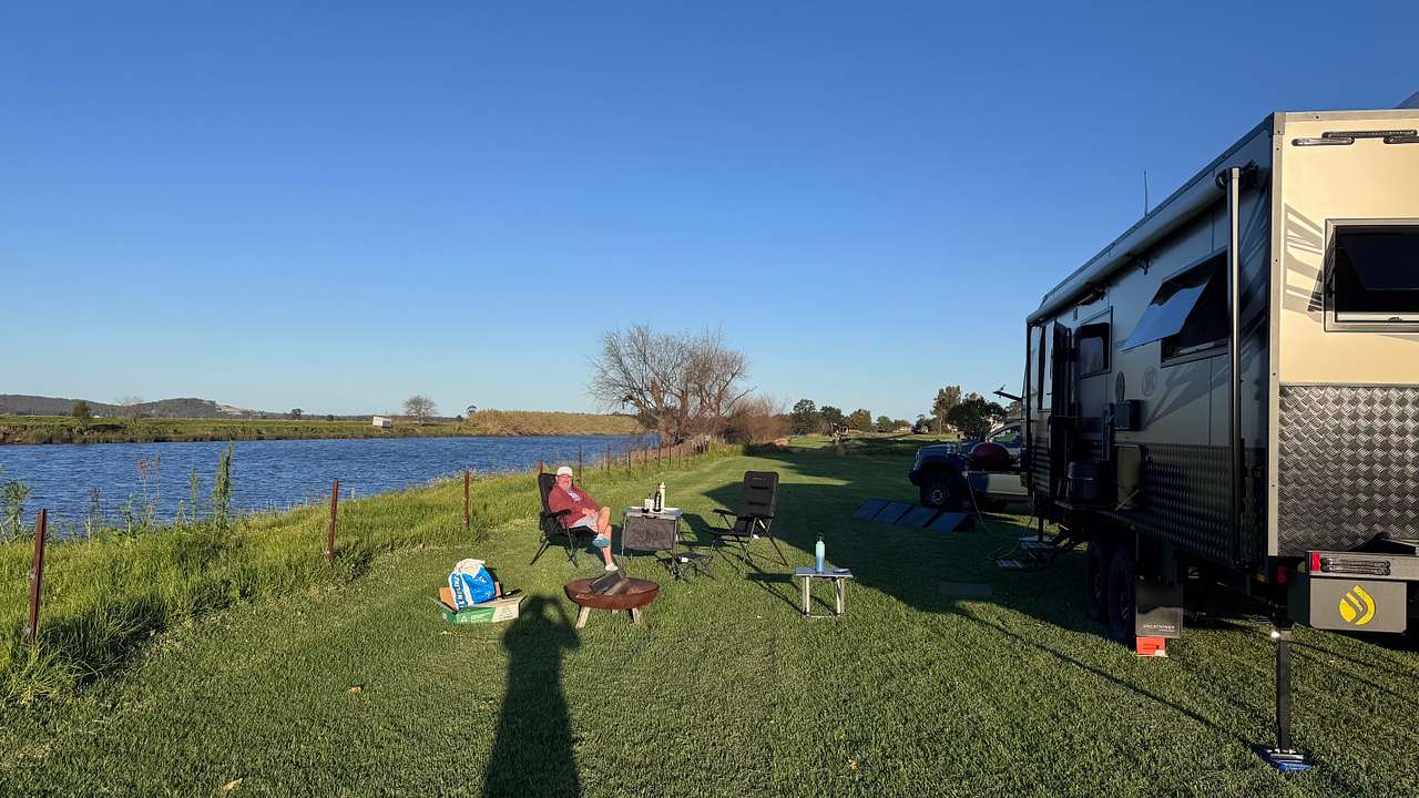 Very nice stay in a grassy area right by the river.