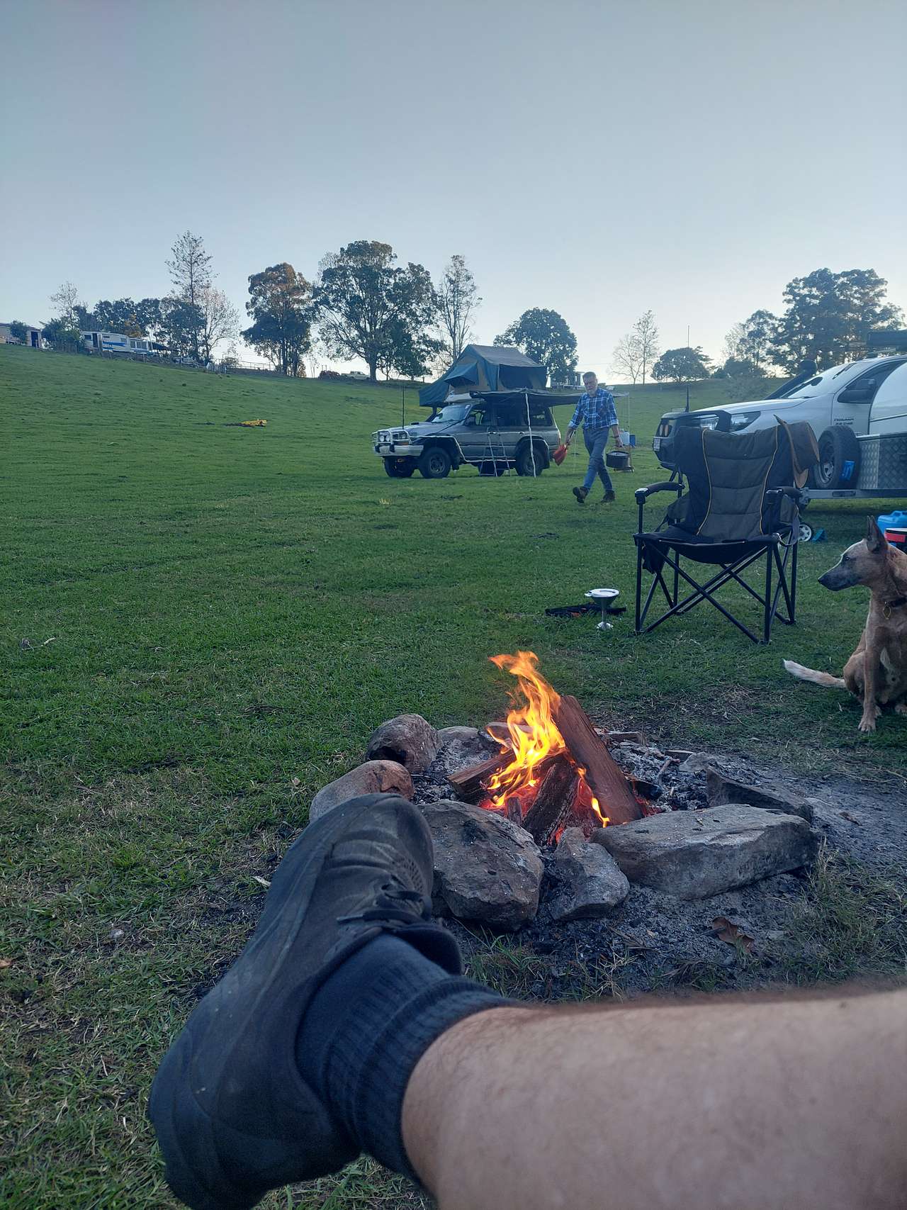 Settled in by the fire.