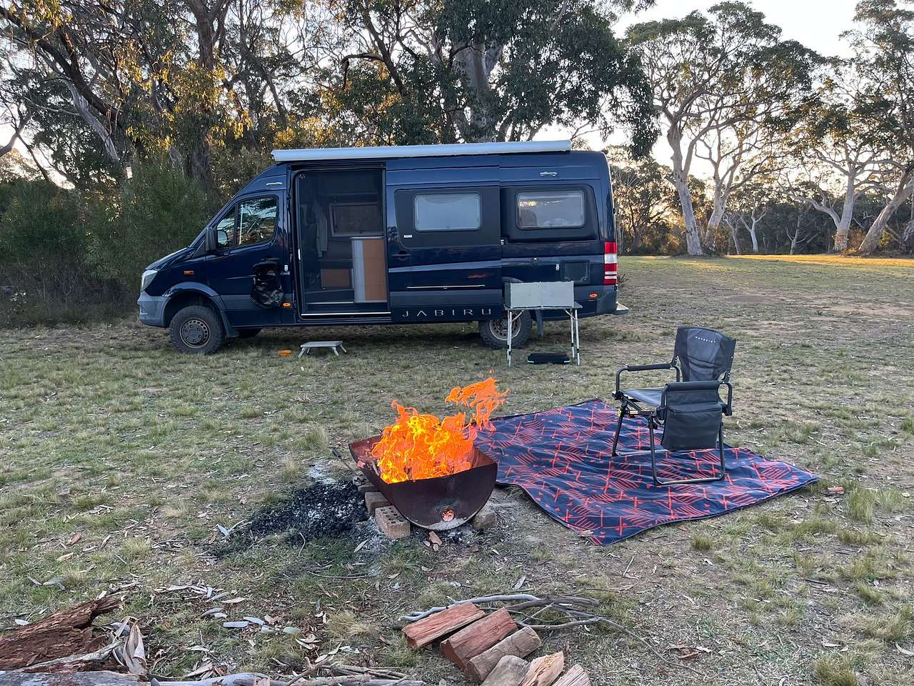 Fire barrel and perfectly kept flat site