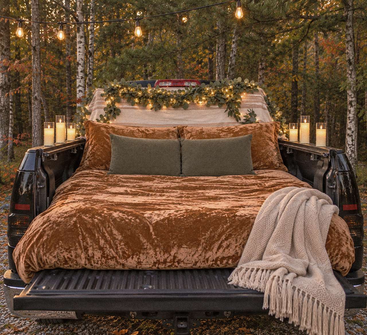 We slept under the stars in our truck bed.. 