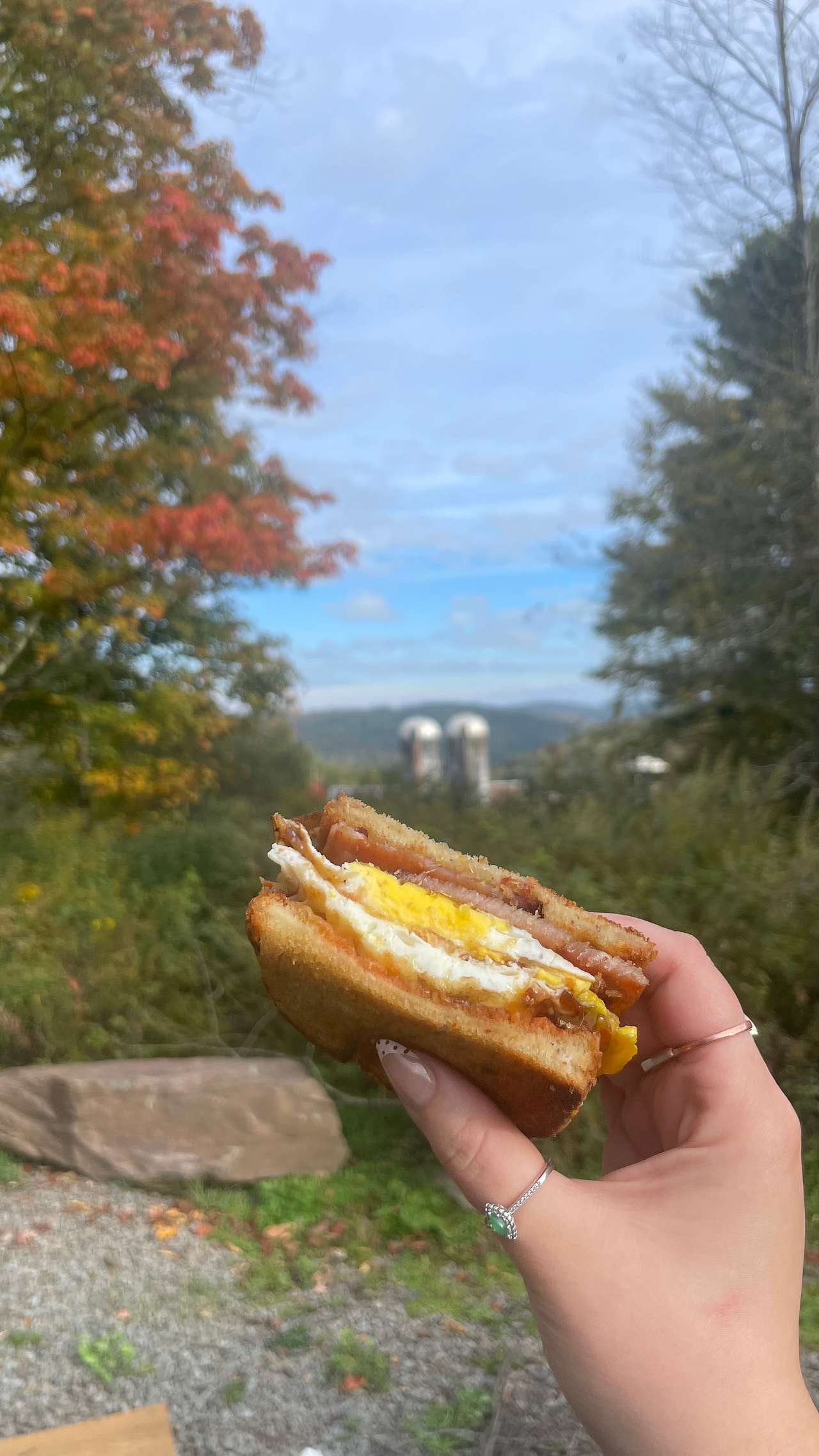 Breakfast sandwich after sunrise! 