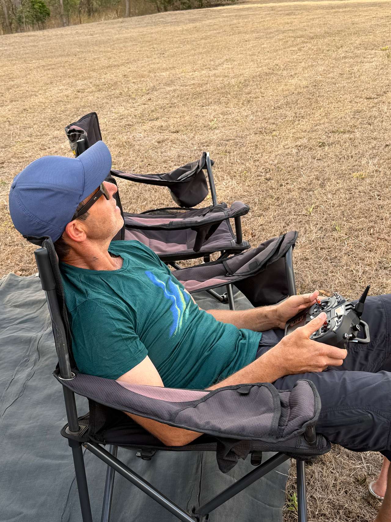 Flying the RC glider while chilling out.