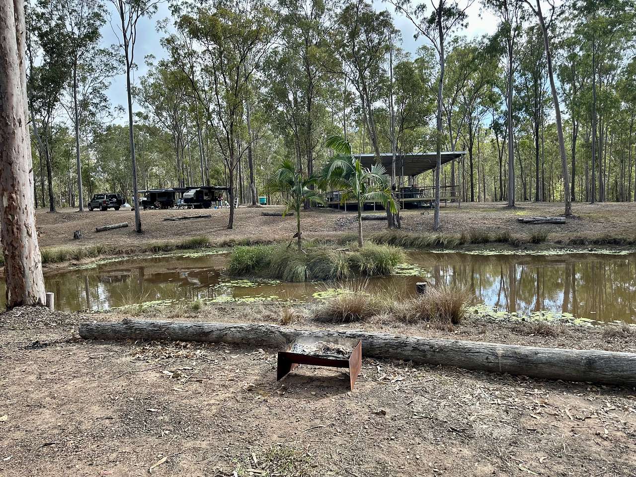 Camp kitchen across the lake.