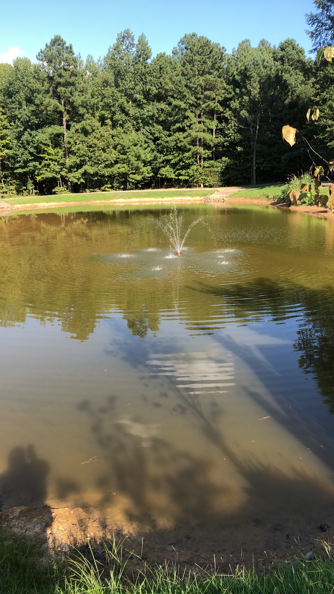 Fountain on the pond.