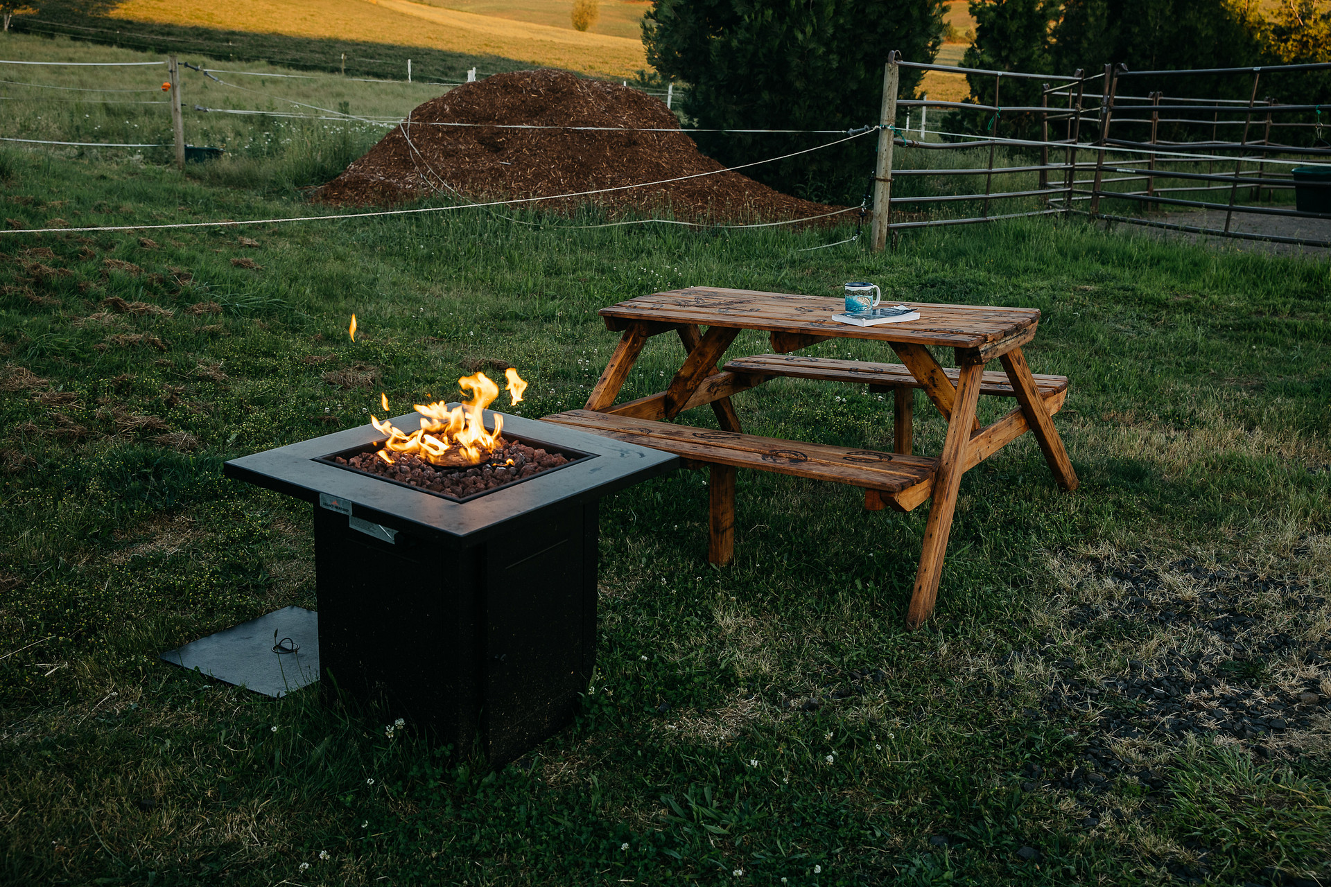 Site 2 also has a picnic table and firepit 