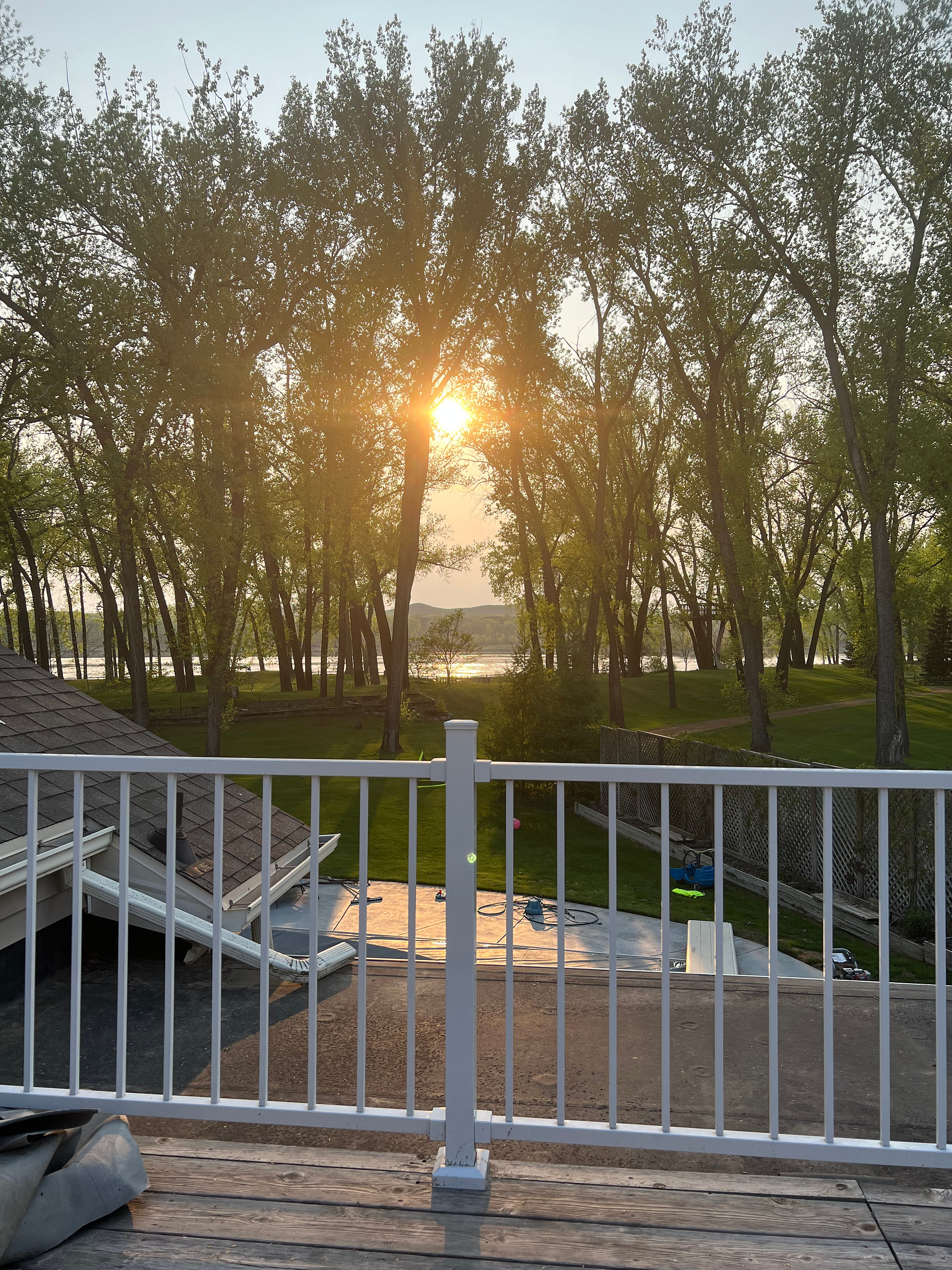 View of the camping area from our residence. Our home is separated from the camping area by a berm. 