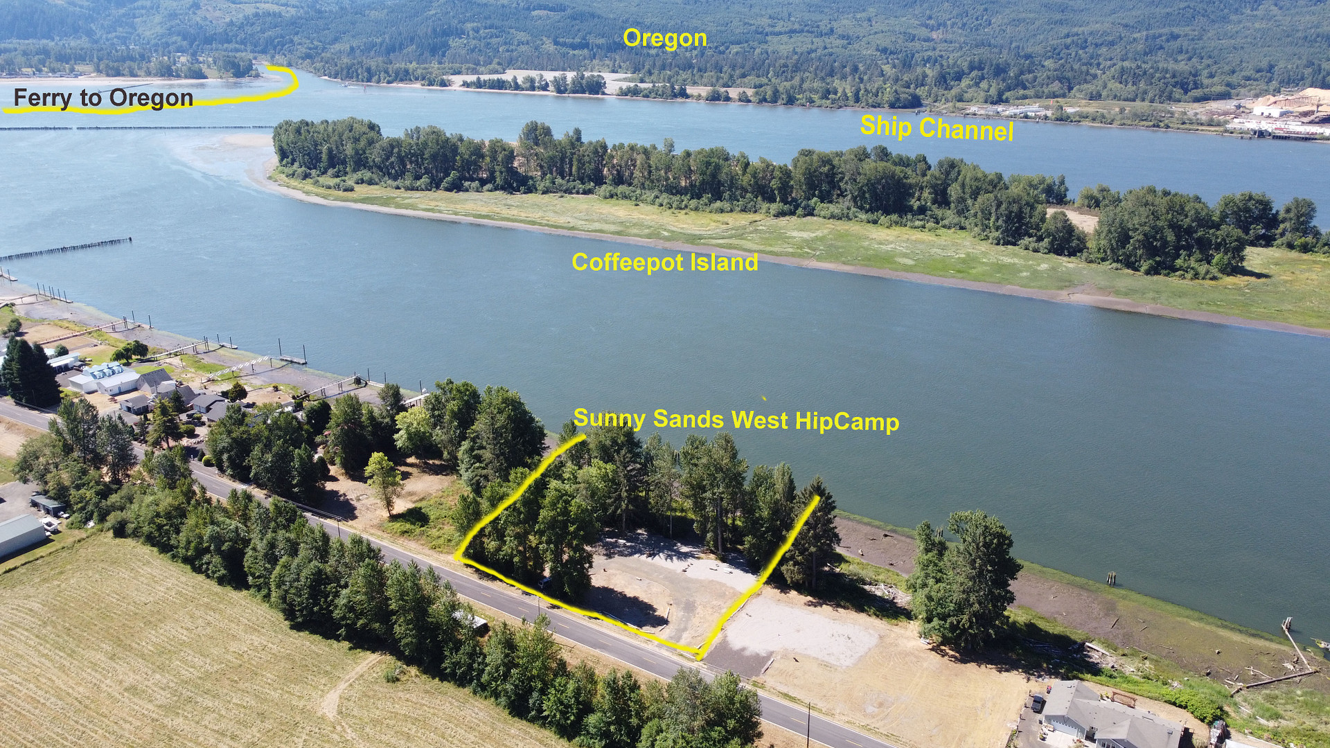 Mike's drone pic lookin southeast overhead Puget Island at low tide.