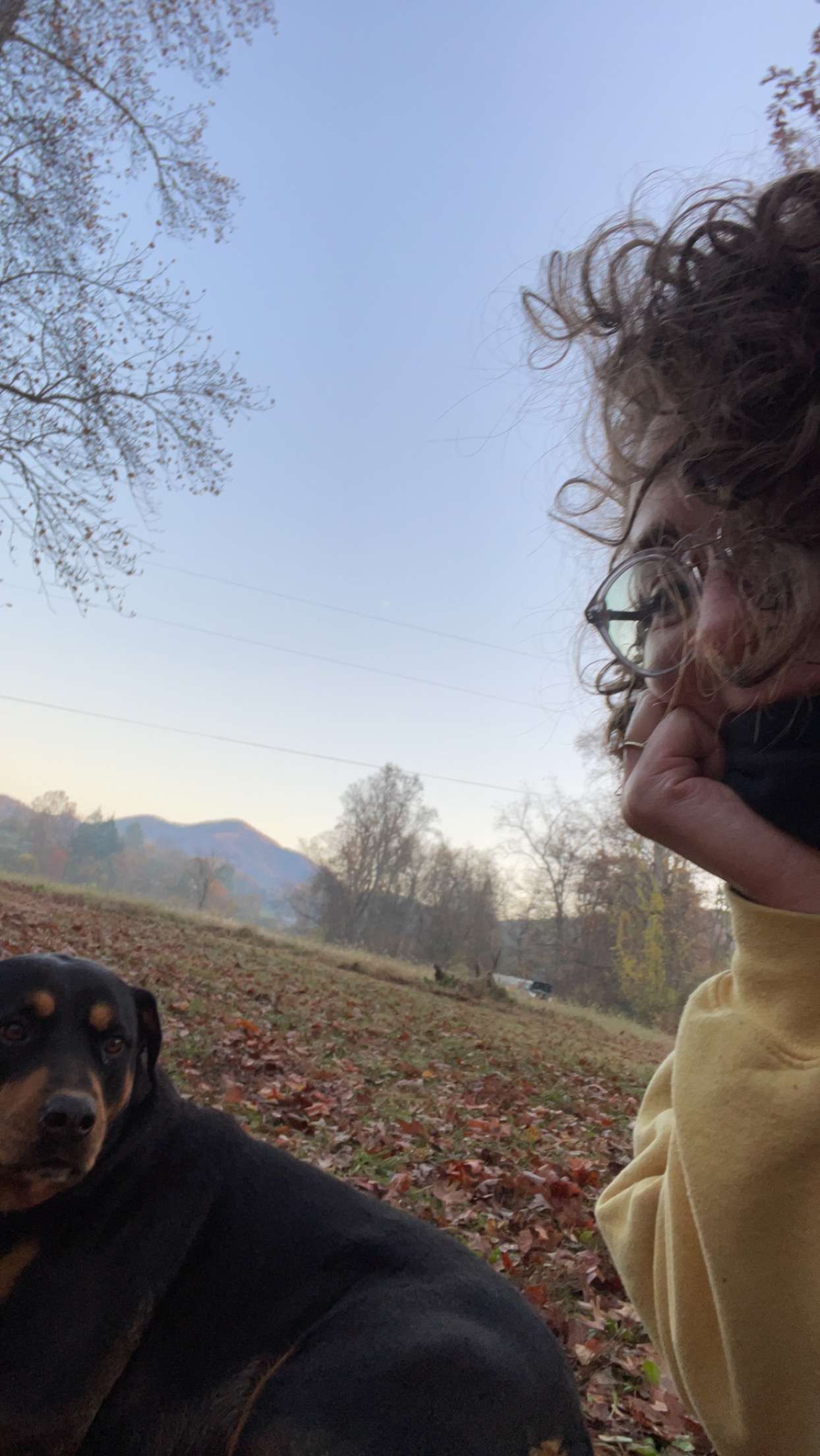 you might see their sweet farm dog Virginia 