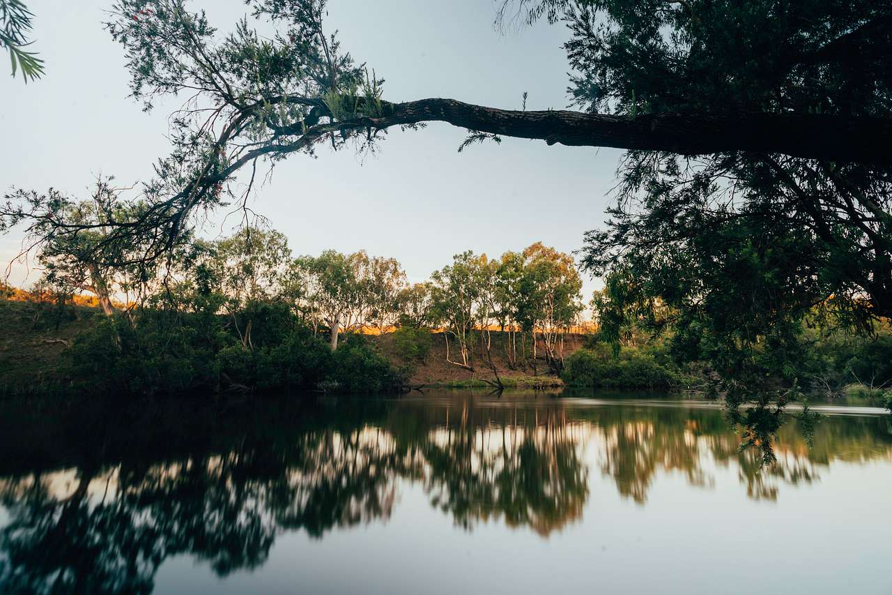 Sunset over the river
