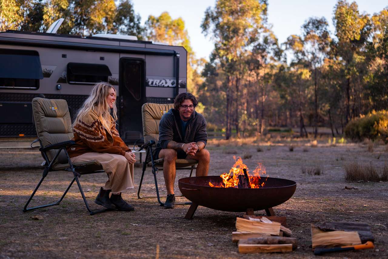 Enjoying a fire in the fire pits provided. 