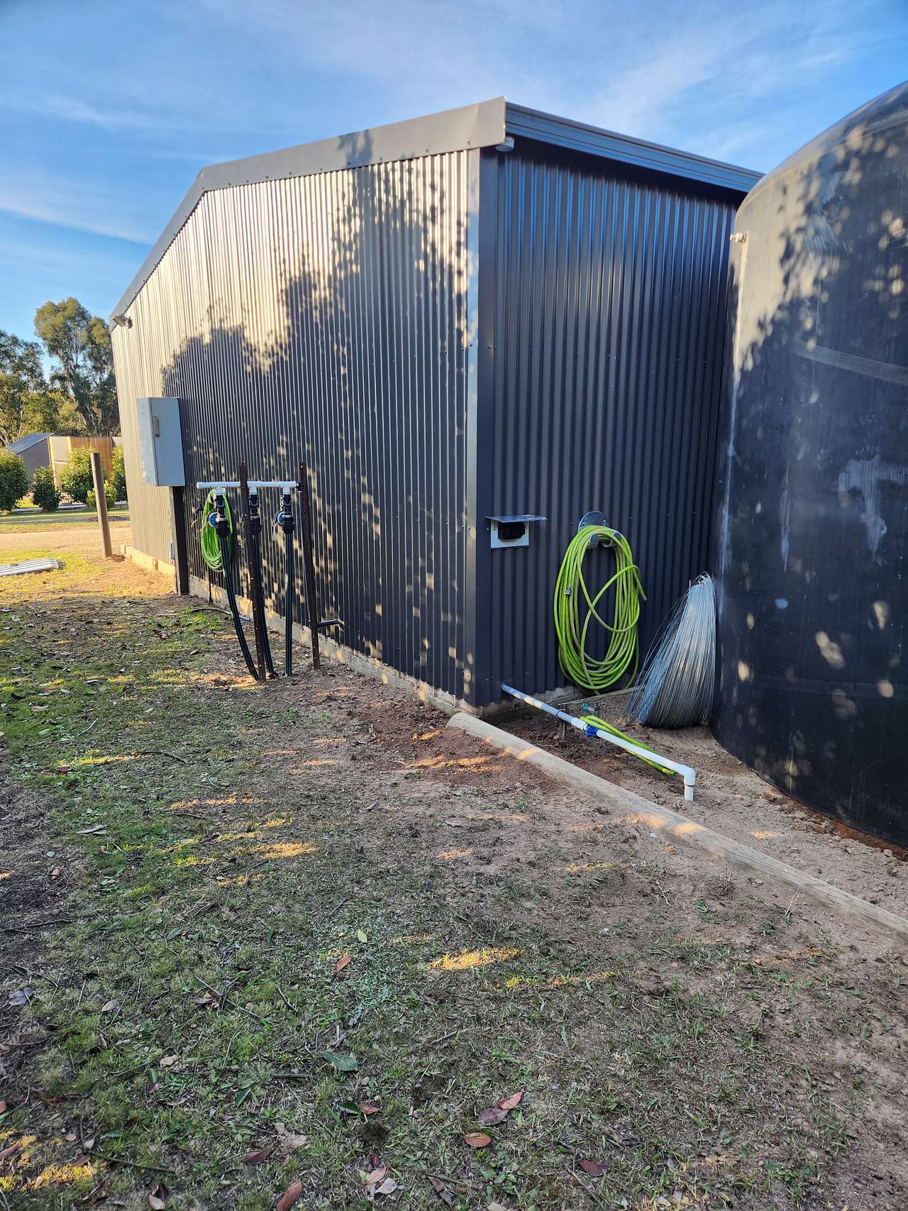 Power and town mains water hook up location, within 5 meters of site.
