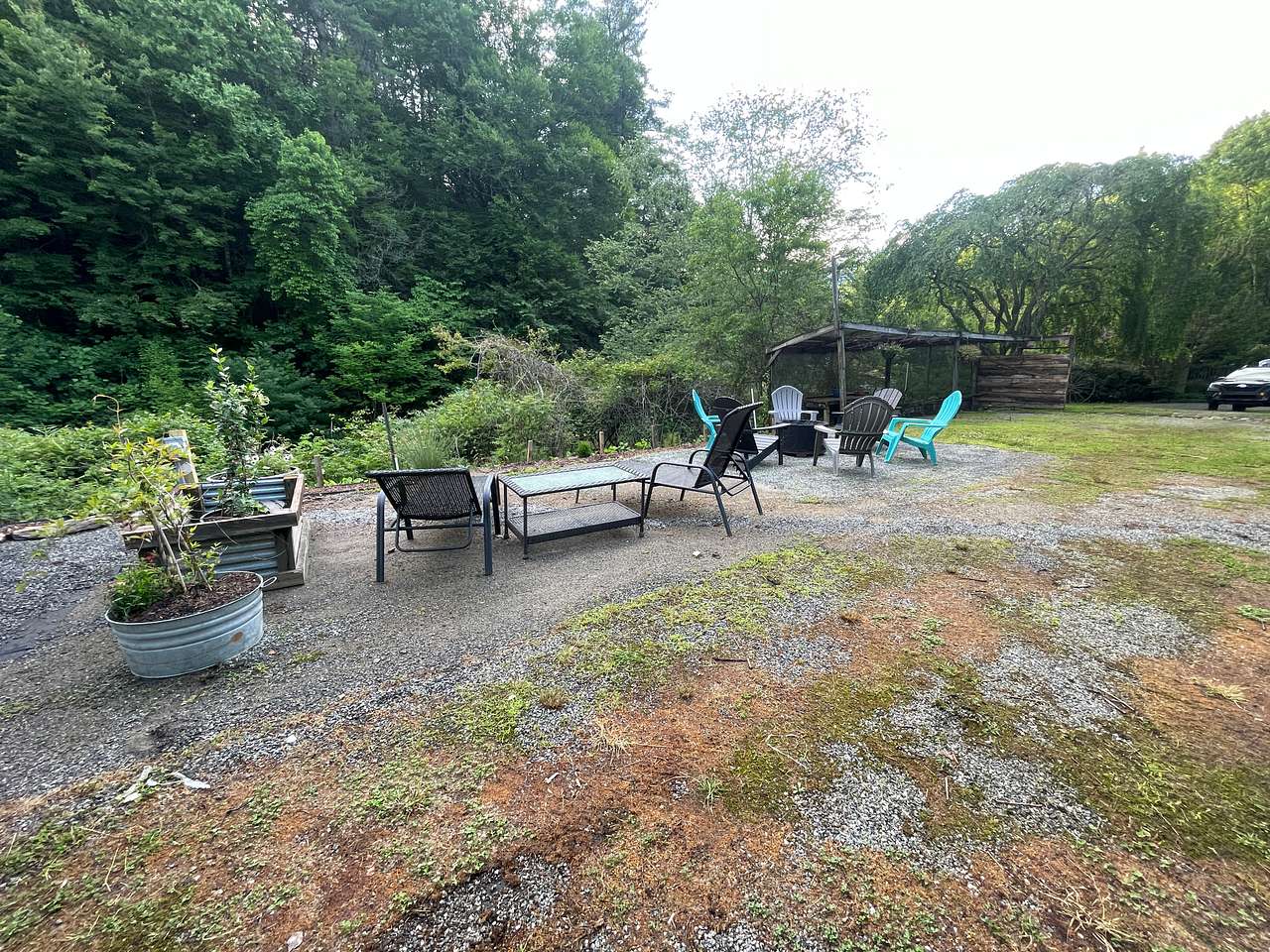 community fire pit and relaxation stations