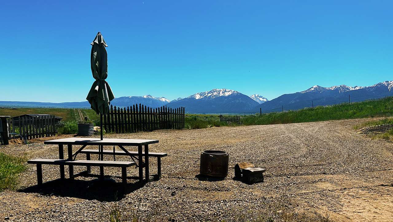 Overview of camp with its new “upgrades”

Now has a rustic privacy fence on the sides that face the owner residence. 

Includes a fire pit 
