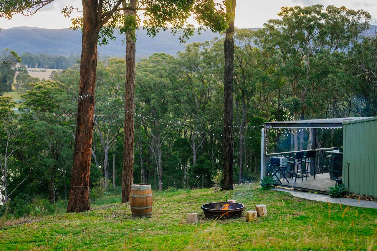 cabin at sunset