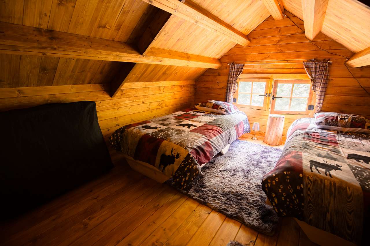 The loft bedroom in the bunkie
