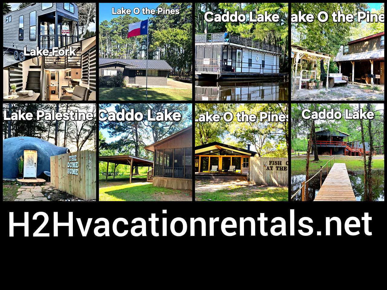 We have several properties available
Lake Fork-Lake O the Pines-Caddo Lake-Lake Palestine
Unique homes available
Dome-Houseboat-Covered Wagon