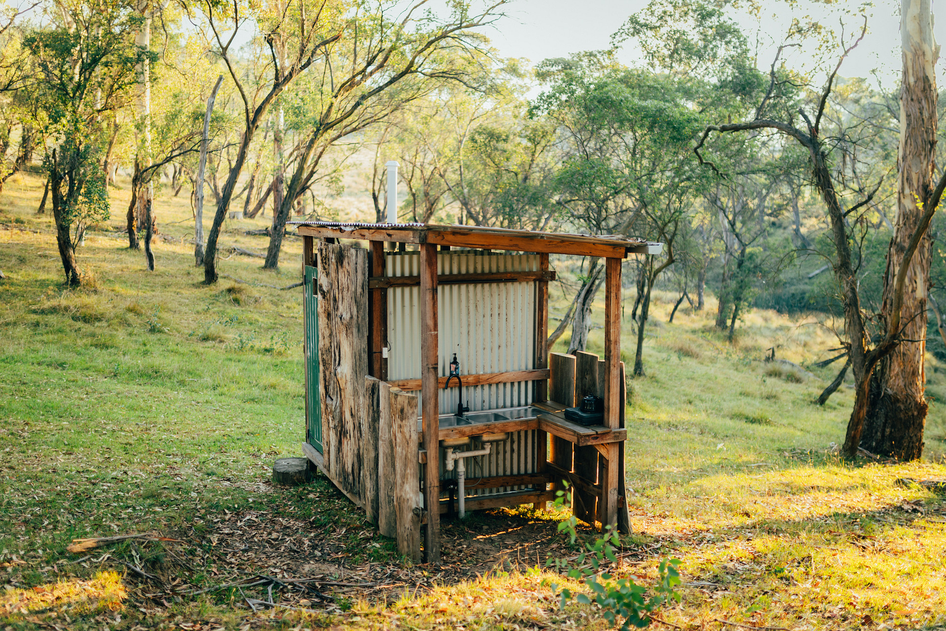 toilet, shower and kitchen