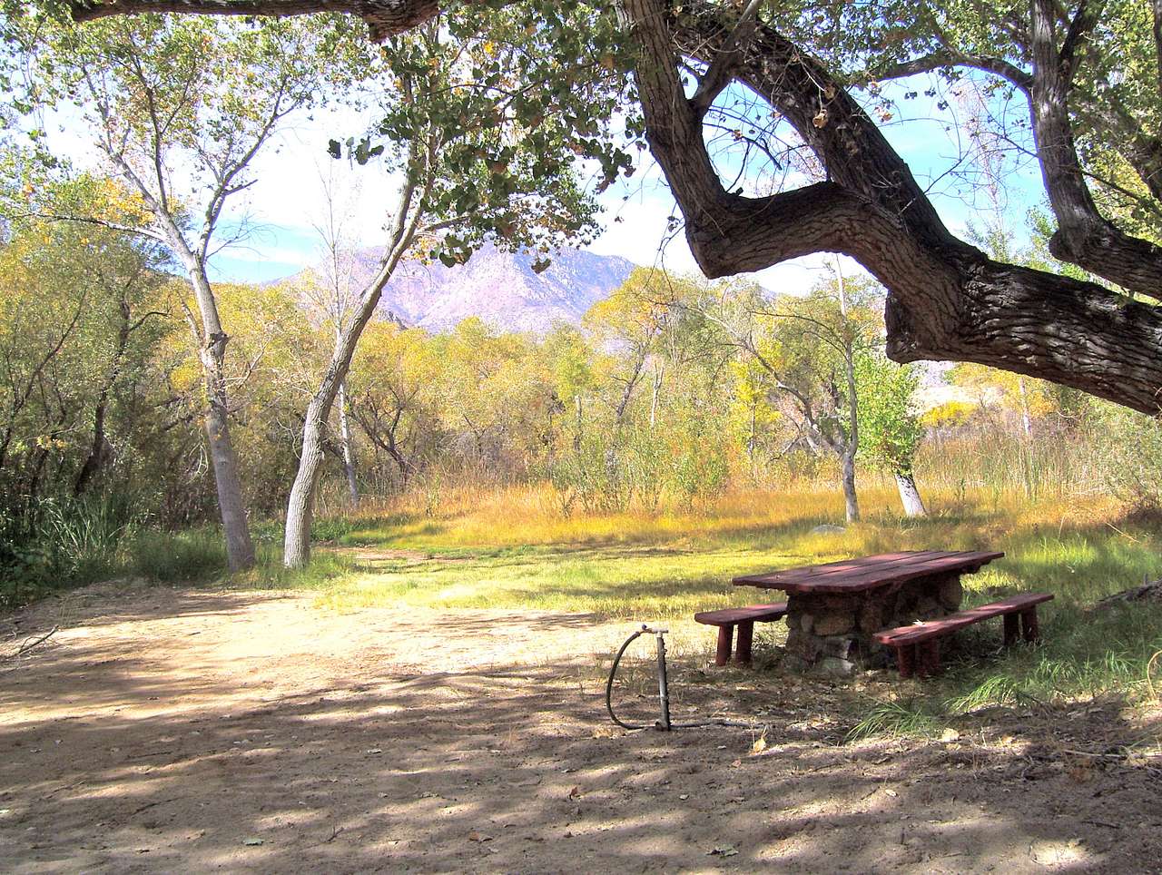 creek side tent camping area