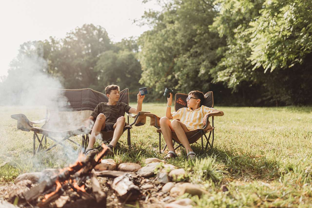 Enjoying our time by the fire.