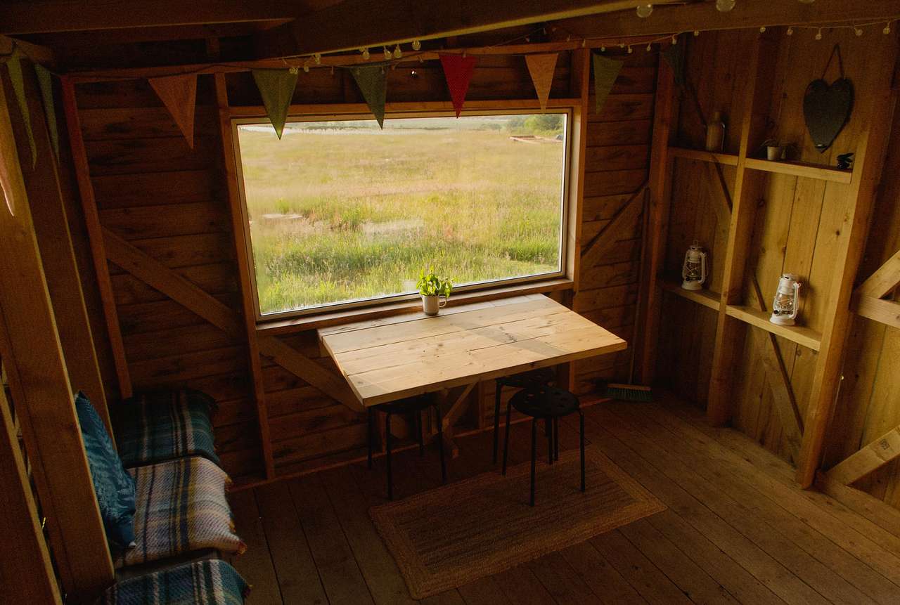 Dining table looking out. 