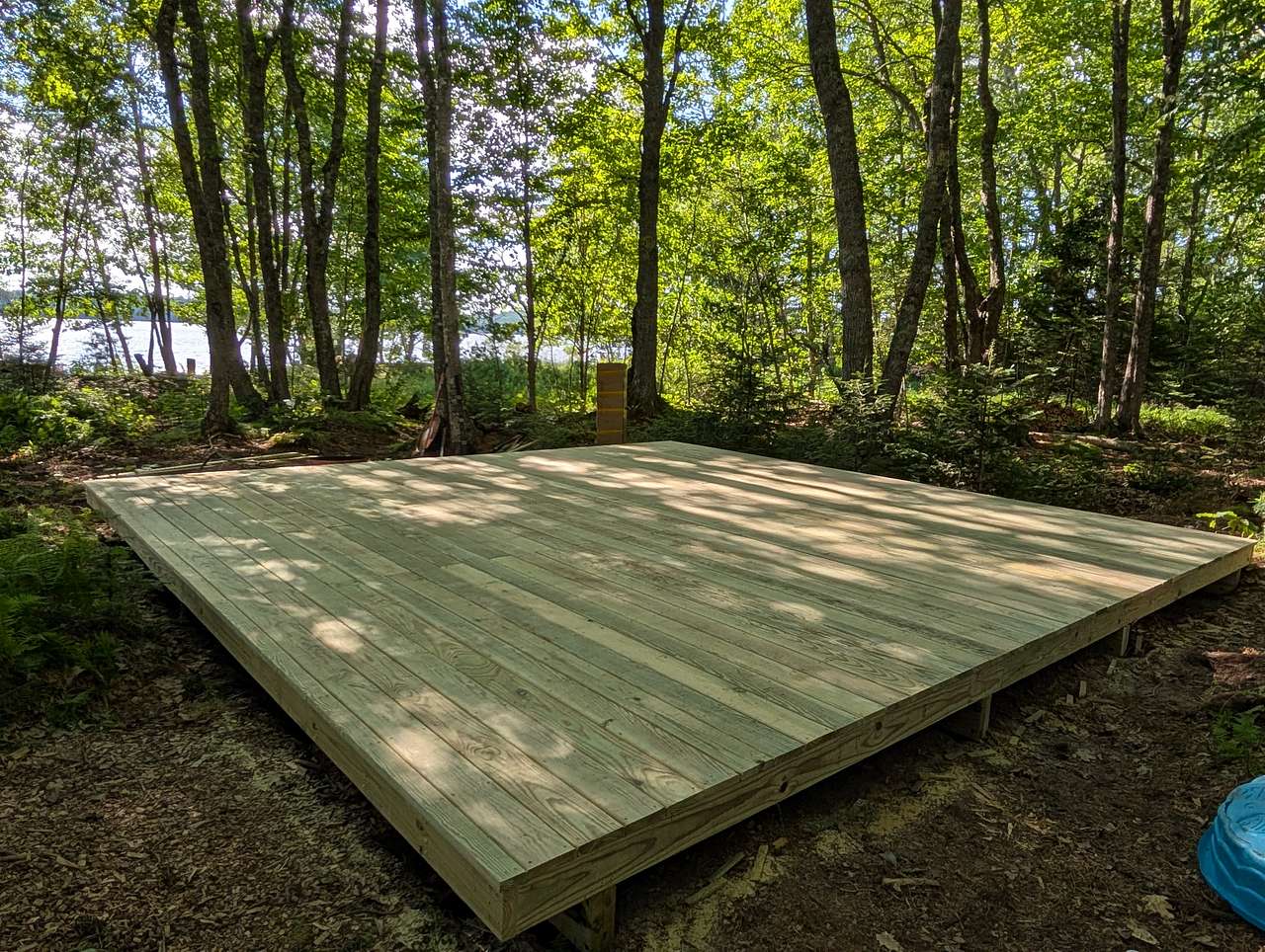 This 20x20 deck is where the Glamper tent is but will eventually be the where the Viking A-Frame gets built.
