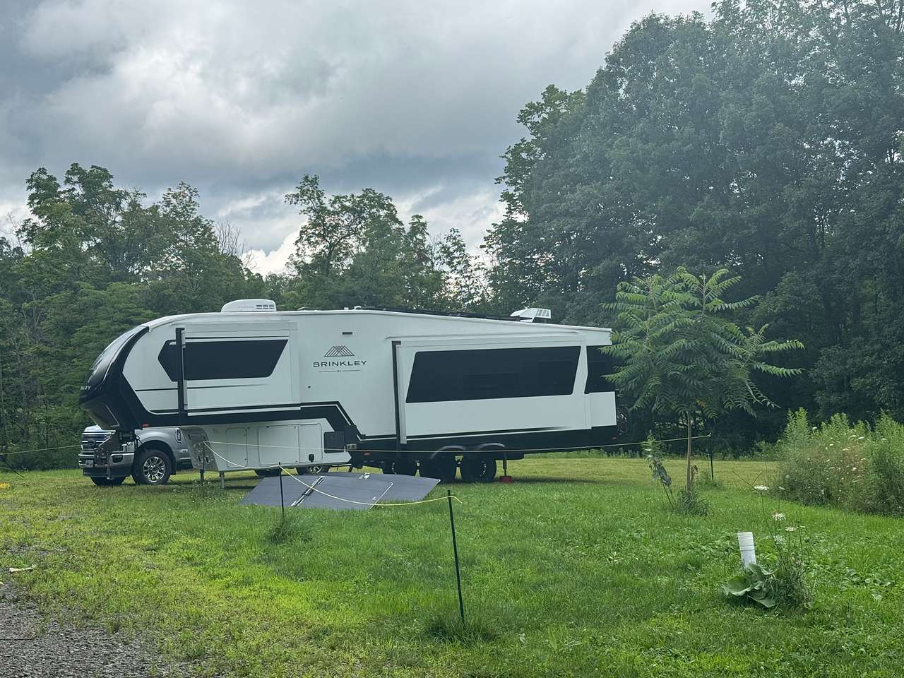 This is an example of site with 35’ fifth wheel set up with solar panels. 