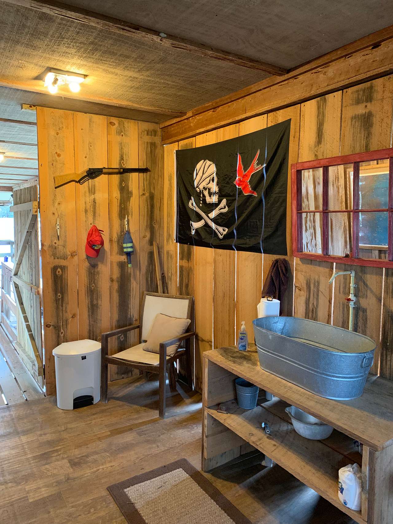 Outdoor bathroom on second floor