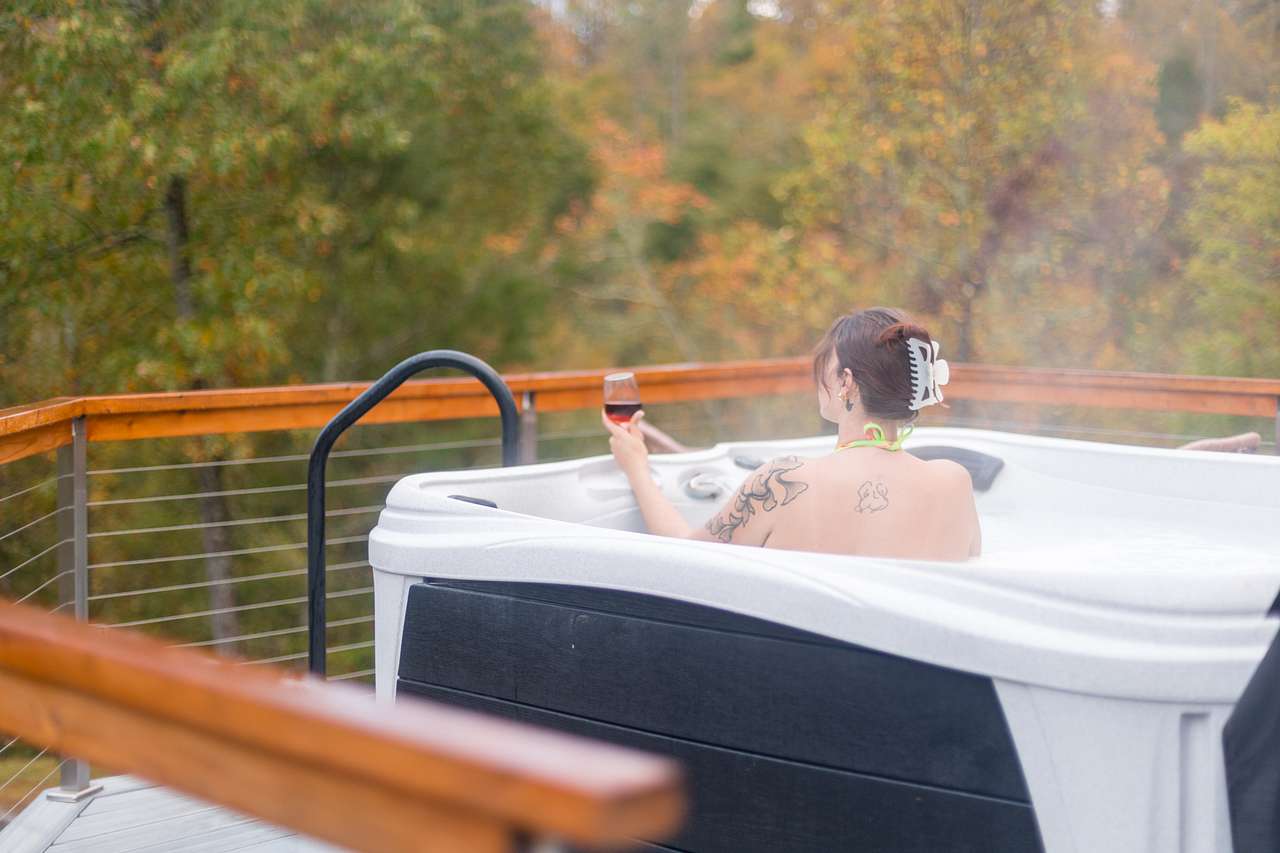 Relax and enjoy the mountain views from the hot tub