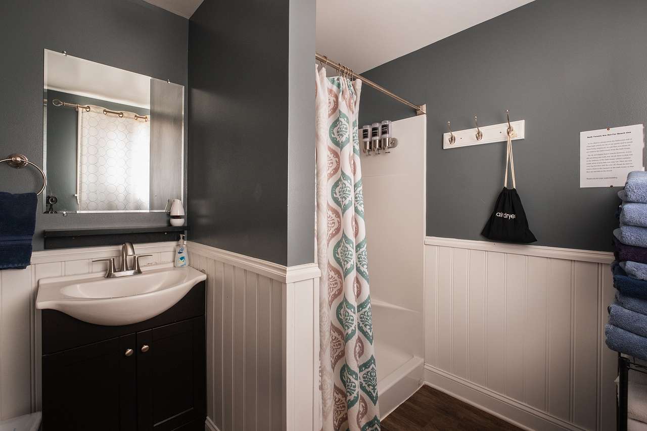 The very clean bath house with 2 separate, private rooms with a toilet, shower, sink, lots of fresh towels and a hair dryer. 