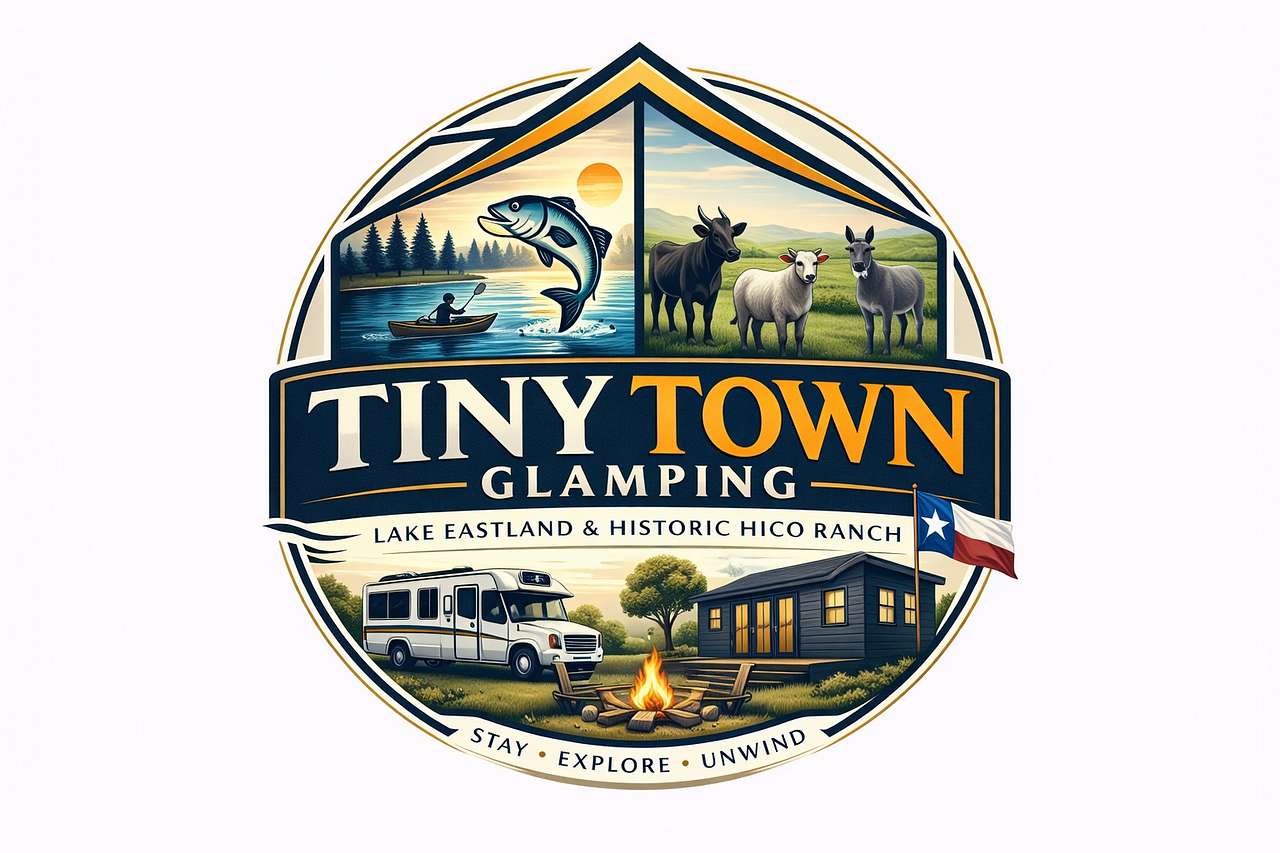Tiny Town 🏡 at Historic Hico Ranch🐣 and RV 🚐 Park | Farm 🐐 🫏 🐮 animals |🐴 Horse-Friendly | Fishing 🎣)
