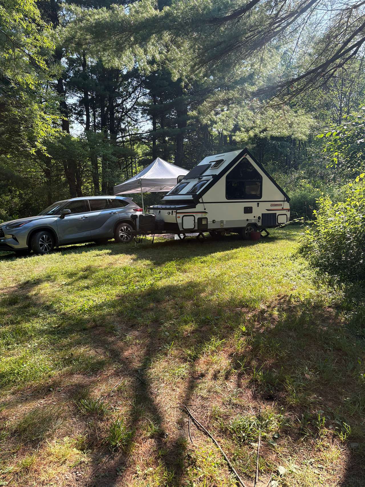 The pop up on site. Level site and easy to get into.
