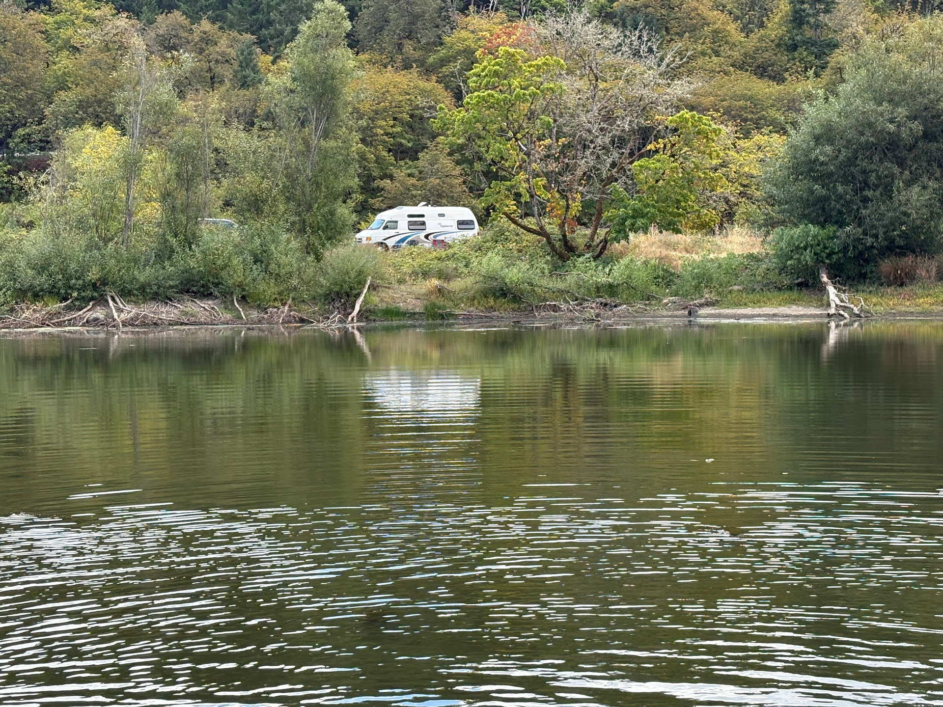 Camp spot across the po d