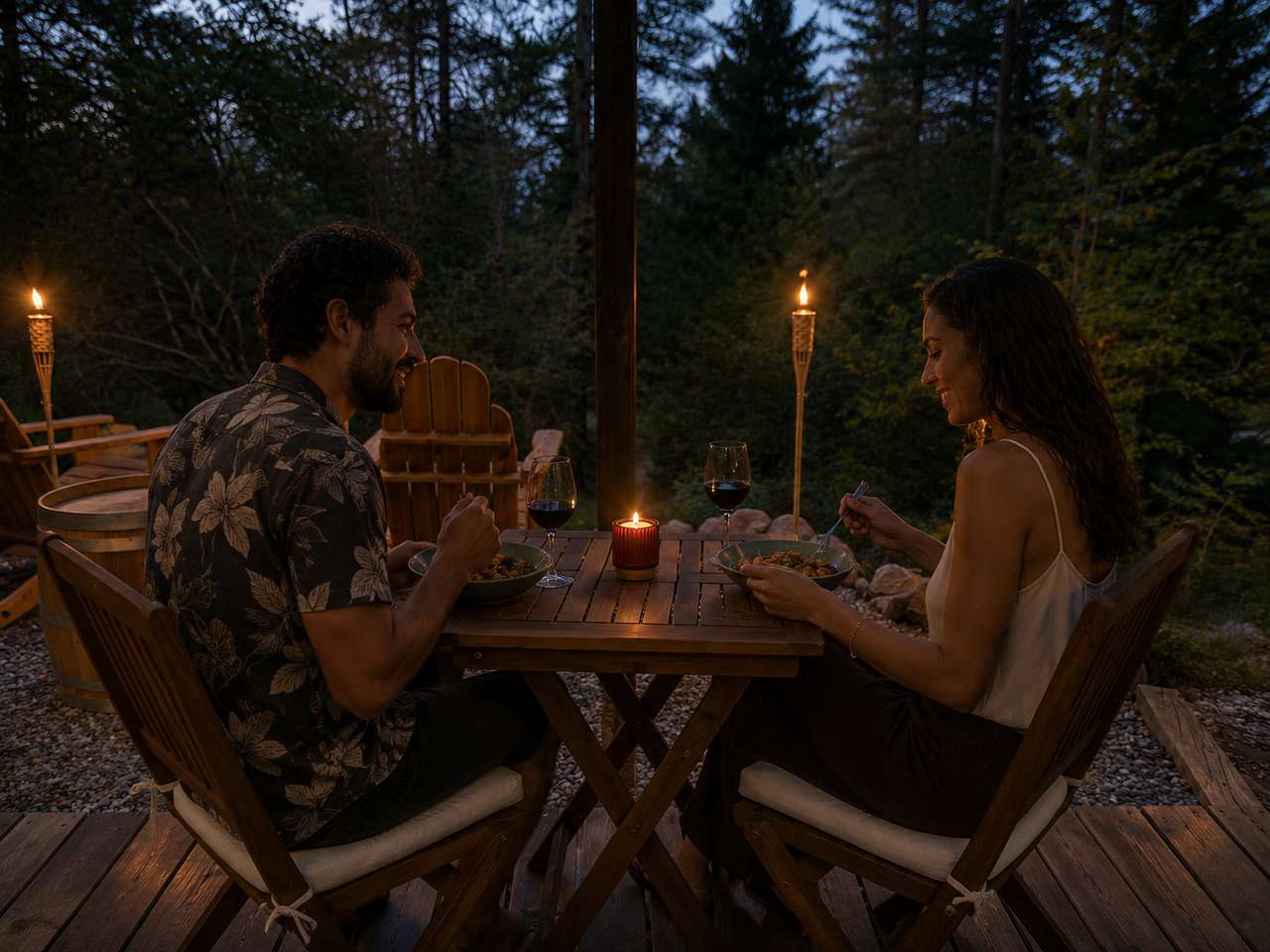 Outdoor dining for two at our bistro table