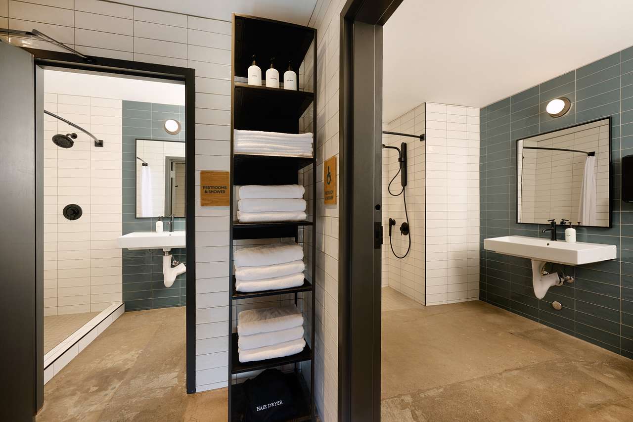 Private restrooms and showers for Van Lifers- ADA accessible. 