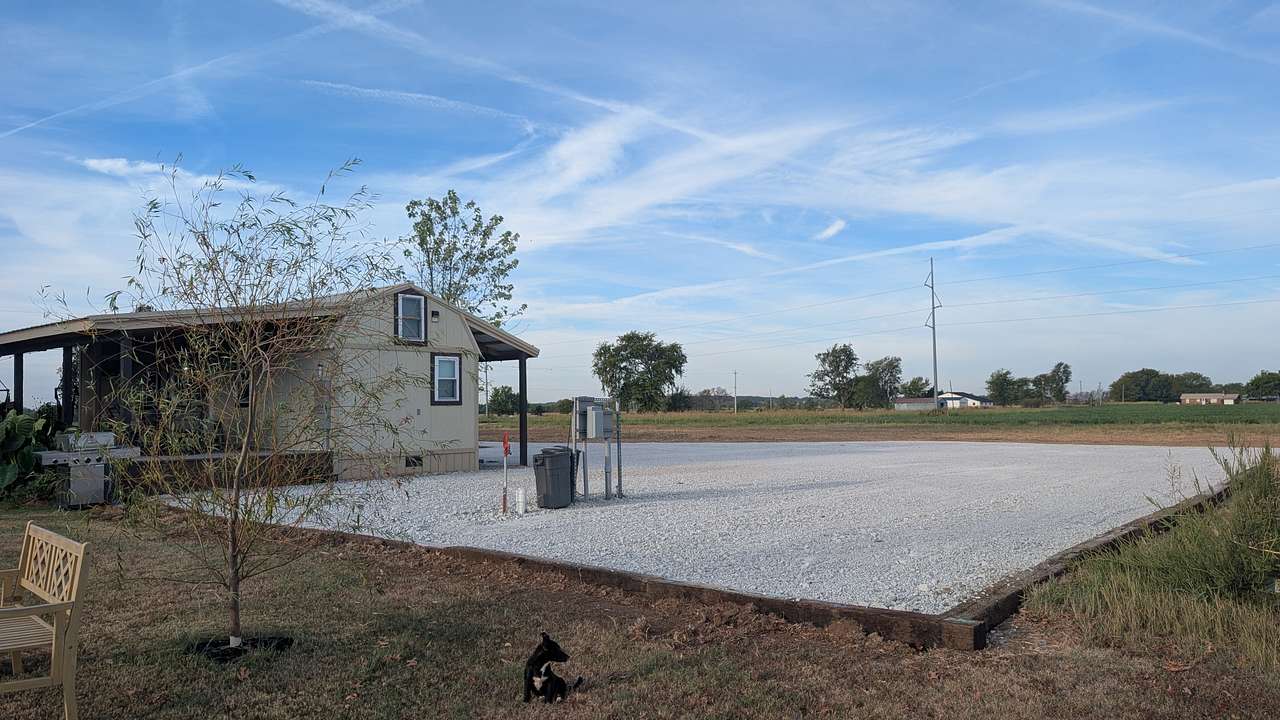 Full RV hookup next to The Cottage at Maranatha Acres on Airbnb. Access to yard with playset and pool ( When in season)