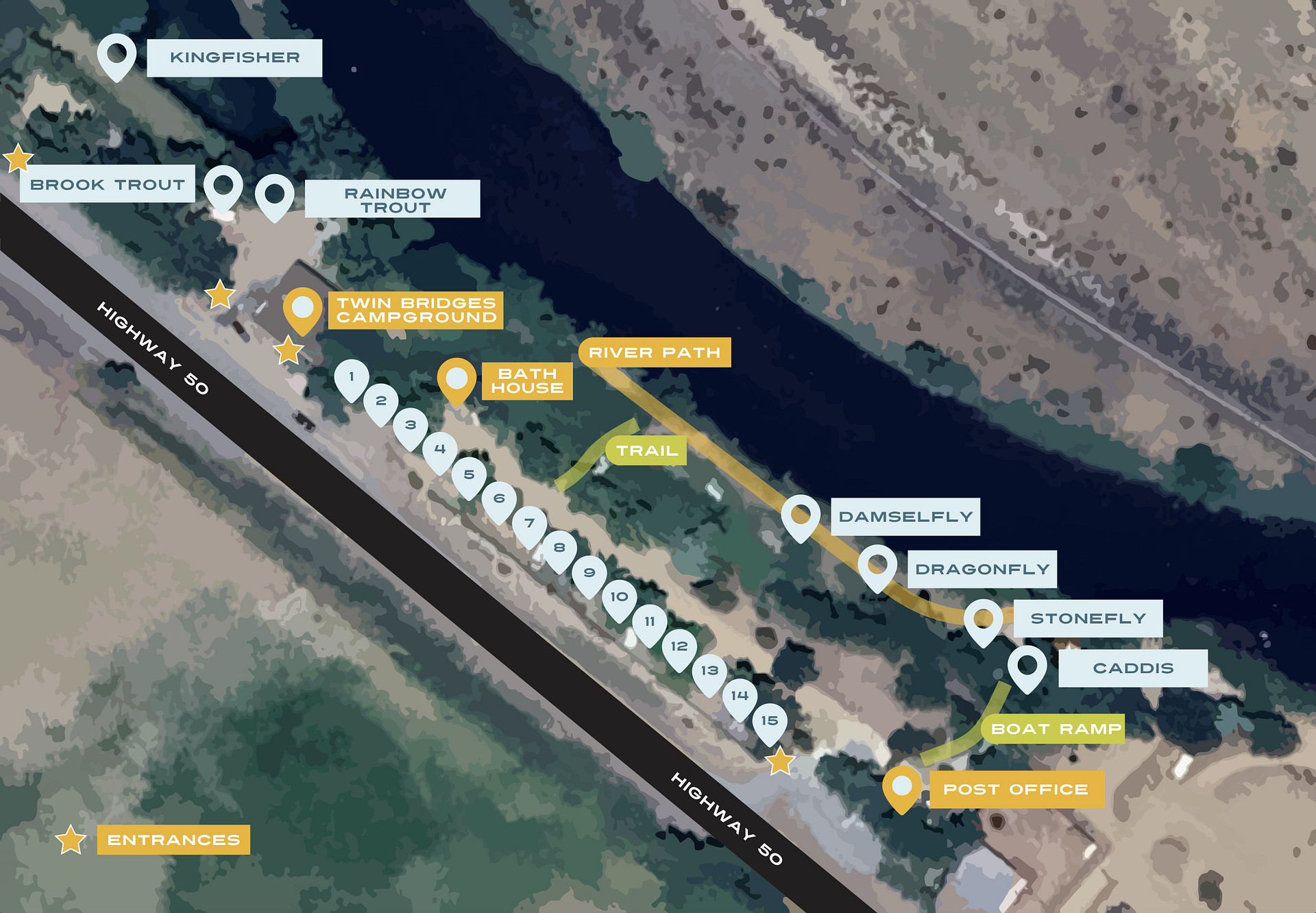 Twin Bridges Campground Map