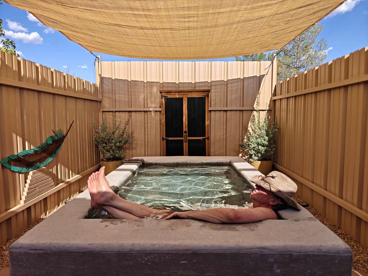 Made in the shade ... 
Luxuriate in your own private hot springs tub with unlimited soaking