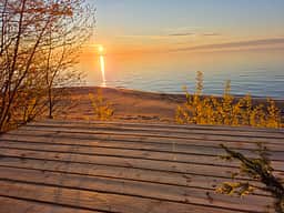 Sunrise over Whitefish Bay from deck