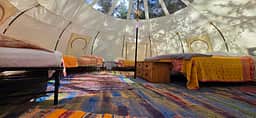 Interior of the brand new Stargazer now at site 1. If this one is booked, sites 2 and 6 are also Stargazers and a great alternative!