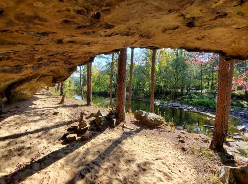 North side under the rock face. Very scenic.