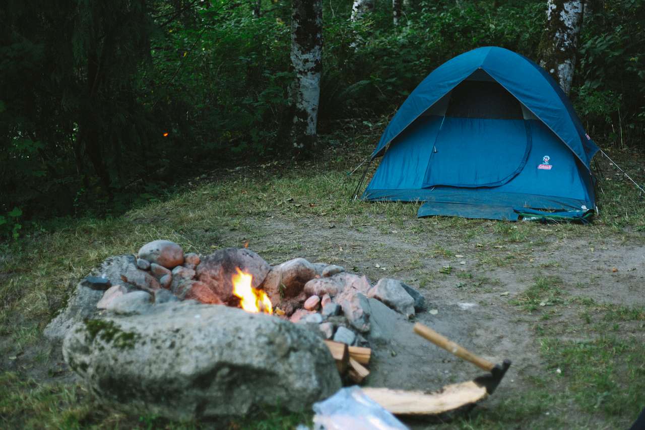 We ended up pitching our tent up by the fire pit at the main campsite. Shady and close the car and outhouse.