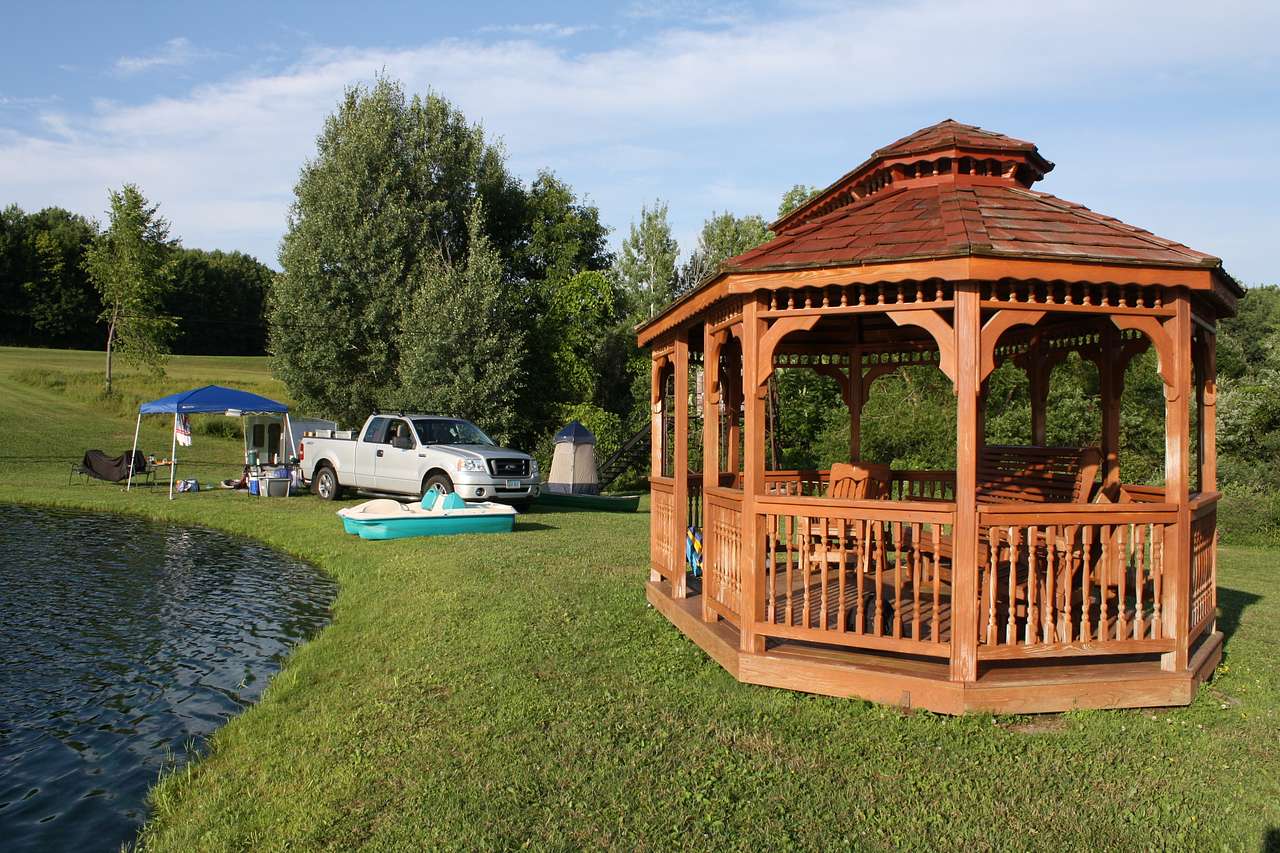 Our setup, on the edge of the water