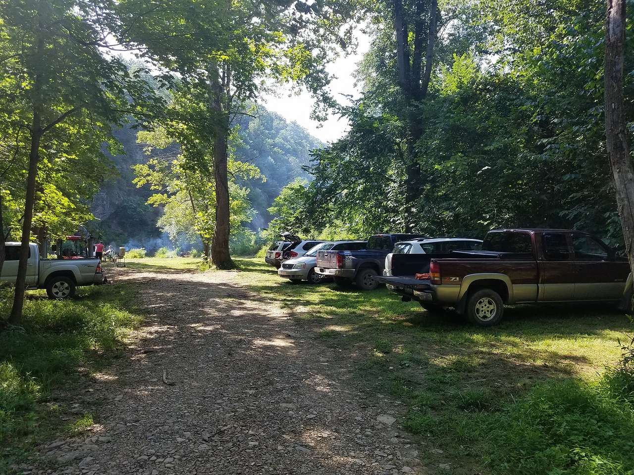 Plenty of parking along the road for North site. Camper can be placed within 80ft of River.