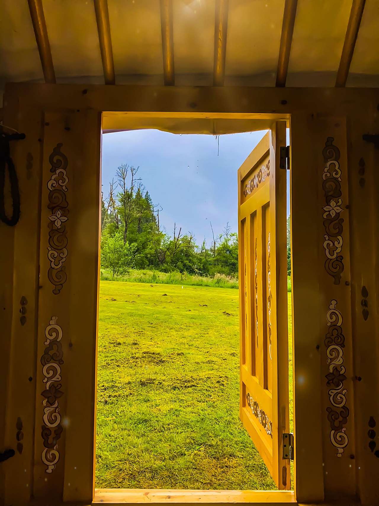 Blue Yurt....looking out the door