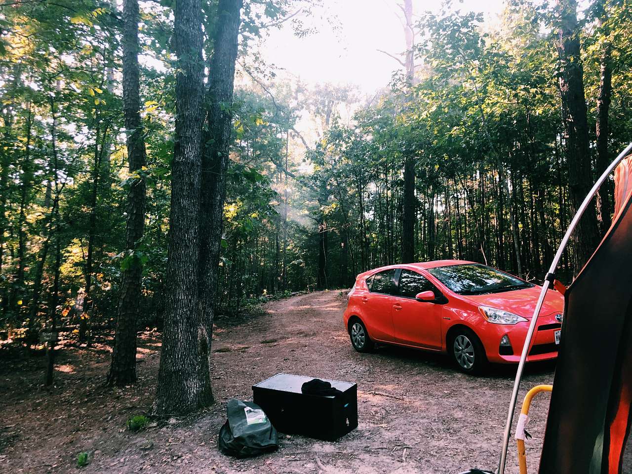 Enough space for our vehicle, and the road down wasn't too tough on the tiny prius.