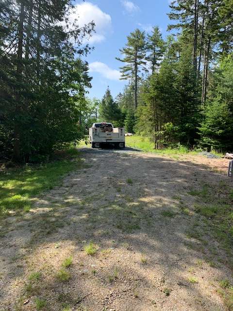 This is the end of the driveway where you can park an RV or your cars. The crushed gravel portion is 45 feet long.